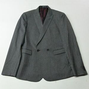 Altamonda 40R Gray Check Double‎ Breasted Peak Lapel Mens Suit Jacket Sport Coat